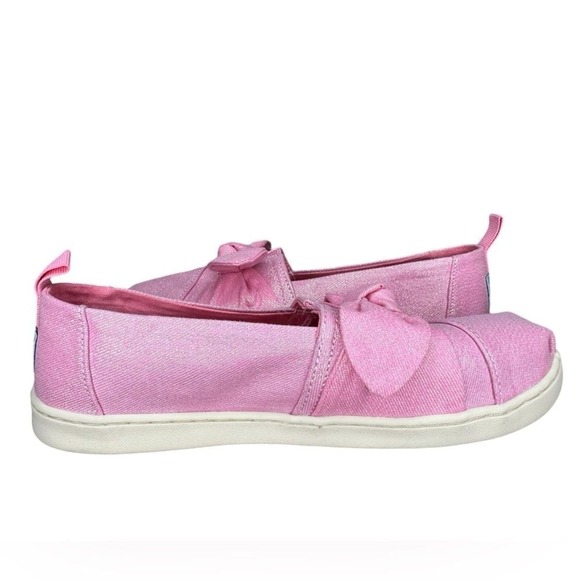 TOMS Alpargata Bow Slip-On Pink Sparkle Youth Shoes size 5 - Picture 3 of 11